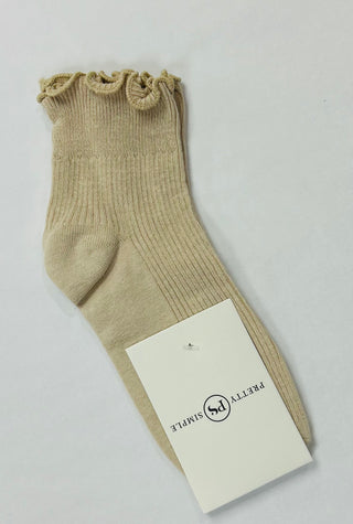 Simple Sand Colored Crew Socks with Ruffle