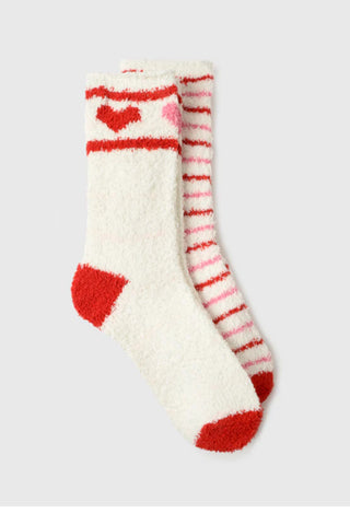 Z-Supply- 2 Pack Plush Stripe Socks- Vanilla Ice