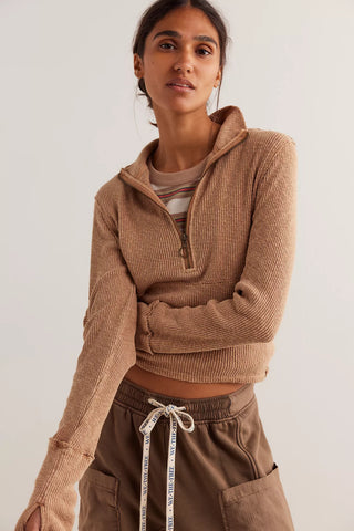 Free People Midnight half zip- Tobacco