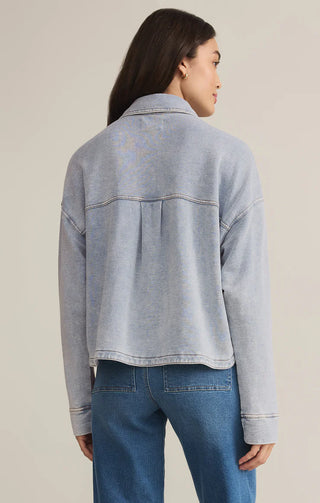 Z Supply All Day Cropped Knit Jacket- Washed Indigo