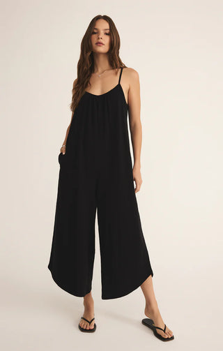 Z-Supply Textured Flared Jumpsuit- Black