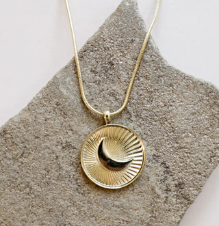 JAXKELLY Crescent Moon Coin Gold Necklace