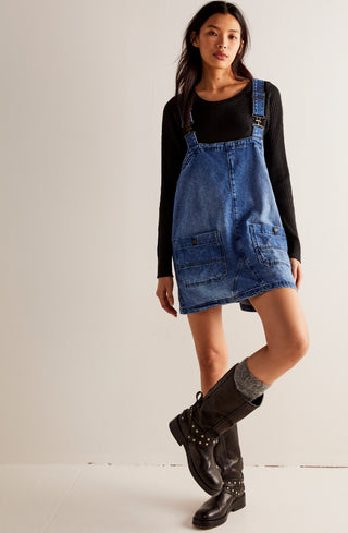 Free People Overall Smock Mini - Sapphire Wash