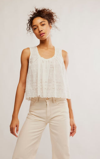 Free People Marina Eyelet Tank - Clean Ivory