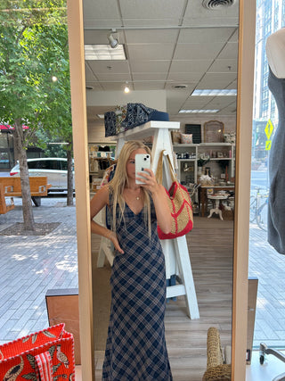 Ivy Plaid Sleeveless Maxi Dress w/ Detailing