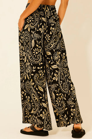 Bila 77 Califa Pant- Black and Taupe Paisley