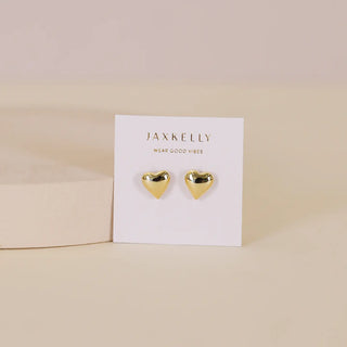 JaxKelly Puffed Gold Heart Earrings