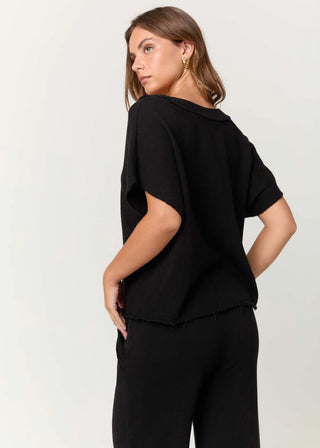 Project Social T- Dorian Button Front Top- Black