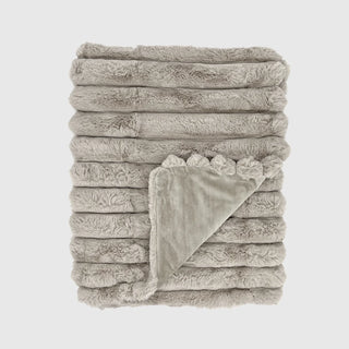 Puffy Faux Fur Throw 50” x 60” Fog