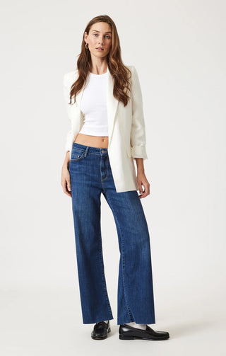 Mavi Paloma Mid Rise Wide Leg Jeans - Mid Brushed Supersoft