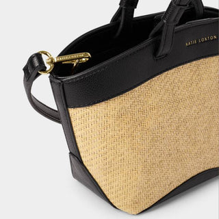 Katie Loxton- Riviera Raffia Mini Tote Bag- Raffia/Black