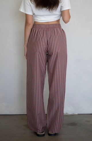 Faye Plaid Straight Leg Pajamas- Rust