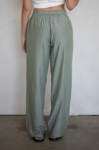 River Striped Straight Leg Pajamas- Olive