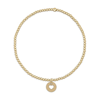 Classic Gold 2mm Bead Bracelet / Love Small Gold Disc / Enewton
