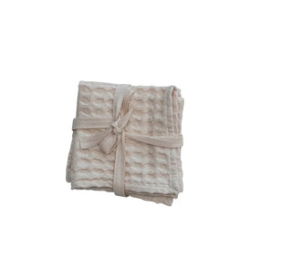 Stonewashed Cotton Waffle Weave Dish Cloths Set of 3 Natural