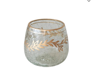 Glass Votive Holder with Gold Design