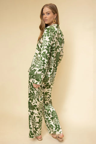 Danica Printed Satin Button Top