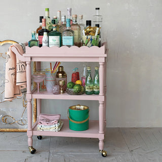 Wood 3-Tier Bar Cart on Casters with Removable Tray, Set of 2