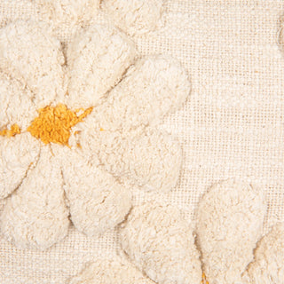 Cotton Slub Lumbar Pillow w/ Tufted Flowers - 24” x 14”