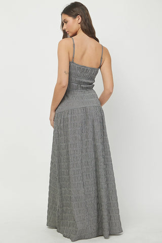 Gingham Seersucker Smocked Waist Maxi Dress