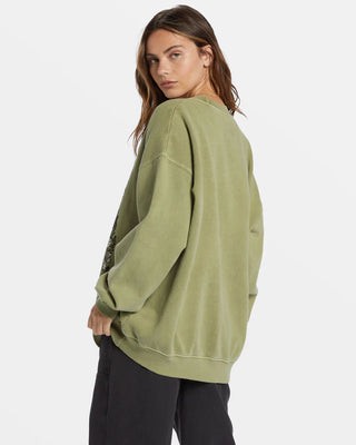 Billabong Ride in Oversized Crewneck- Avocado