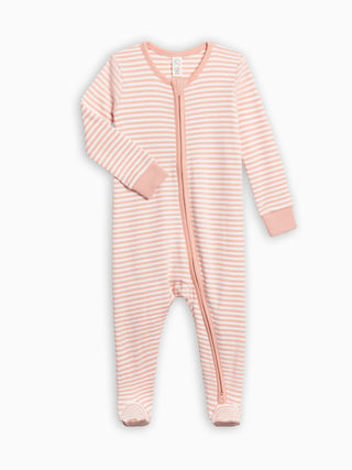 Peyton Zipper Sleeper- Blush Stripe