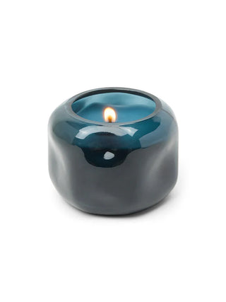 Basalt Organic Shaped Tinted Glass Candle: Rosewater & Santal 5 oz. (Navy)