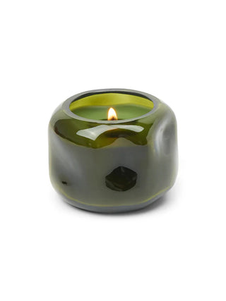 Basalt Organic Shaped Tinted Glass Candle: Wild Fig & Cedar 5 oz. (Green)