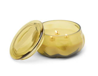 Basalt Yellow 10oz Organic Shaped Tinted Glass Candle - Tobacco Patchouli