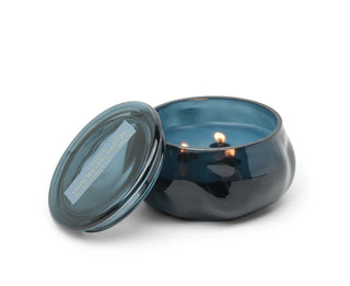 Basalt Navy 10oz Organic Shaped Tinted Glass Candle - Rosewater Santal