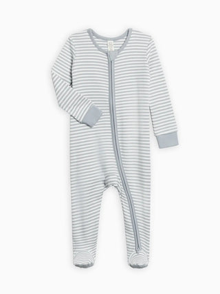 Peyton Zipper Sleeper- Mist Stripe