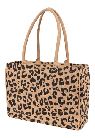 Home Jute Market Tote Bag- Leopard