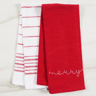 Holiday Embroidered Kitchen Towels: Set of 2