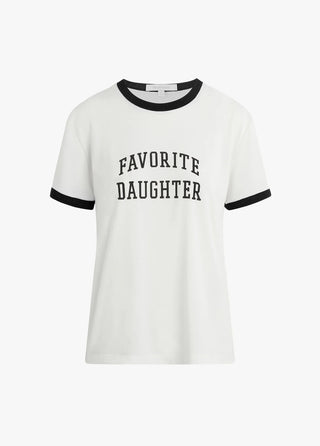The Collegiate Ringer Tee White/Black Favorite Daughter