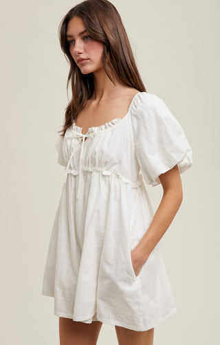 Solana Puff Sleeve Romper - Off White