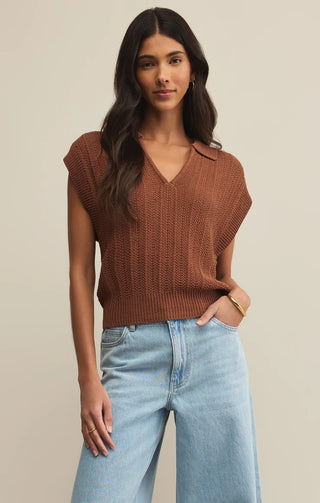 Z Supply Lauden Polo Top - Teakwood
