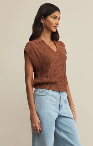 Z Supply Lauden Polo Top - Teakwood