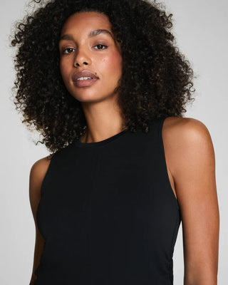 Sleek Jersey High Neck Ruched Tank Black // Spanx