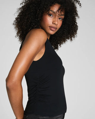 Sleek Jersey High Neck Ruched Tank Black // Spanx