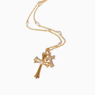 Double Crossed Necklace Gold