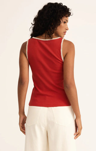 Z Supply Jaidynn Whipstitch Rib Tank - Cabana Red