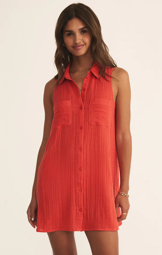 Z Supply New Light Gauze Mini Dress - Cabana Red