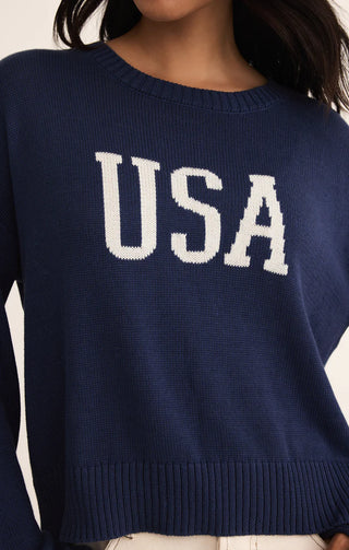 Z Supply Sienna USA Sweater - Yacht Blue
