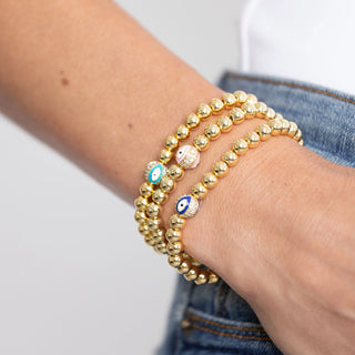 Beaded Evil Eye Bracelet - Navy Blue