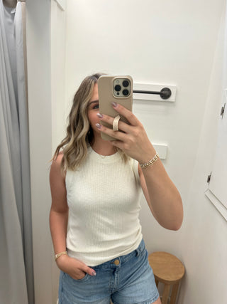 Project Social Tee Player Racerback Rib Tank - Cream
