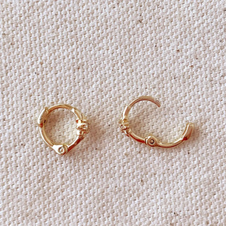 18k Gold Filled Starburst Mini Clicker Hoop Earrings