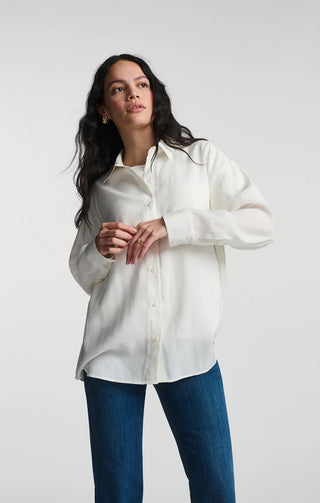 Mavi Luxe Touch Button-Up Shirt - Antique White