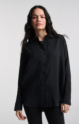 Mavi Luxe Touch Button-Up Shirt - Black