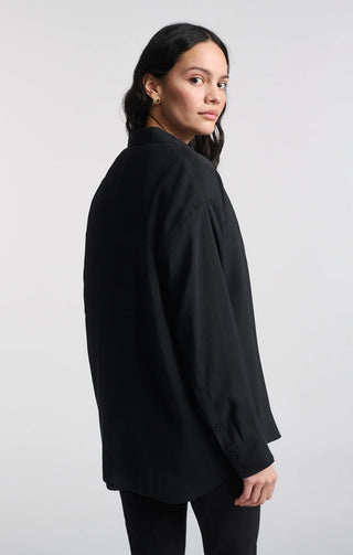 Mavi Luxe Touch Button-Up Shirt - Black