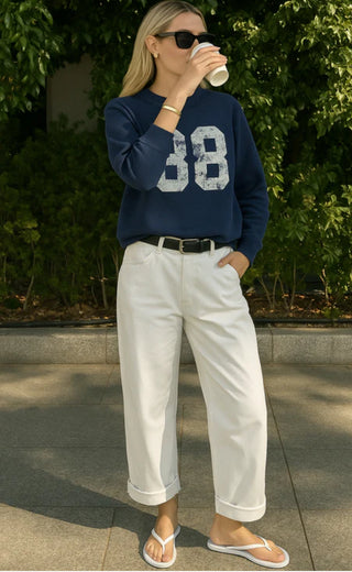 Clara 88 Raglan Crewneck- Navy Overdye